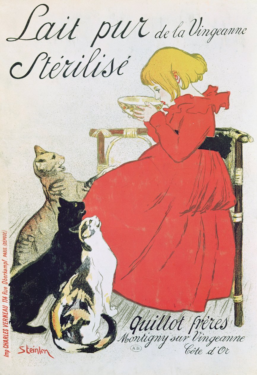 „Pure Sterilized Milk from La Vingeanne” reklámplakát alkotó: Théophile Alexandre Steinlen