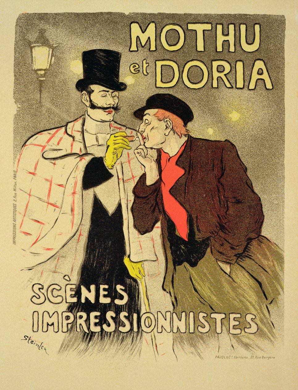 A "Mothu és Doria"-t reklámozó plakát reprodukciója impresszionista jelenetekkel, 1893 alkotó: Théophile Alexandre Steinlen