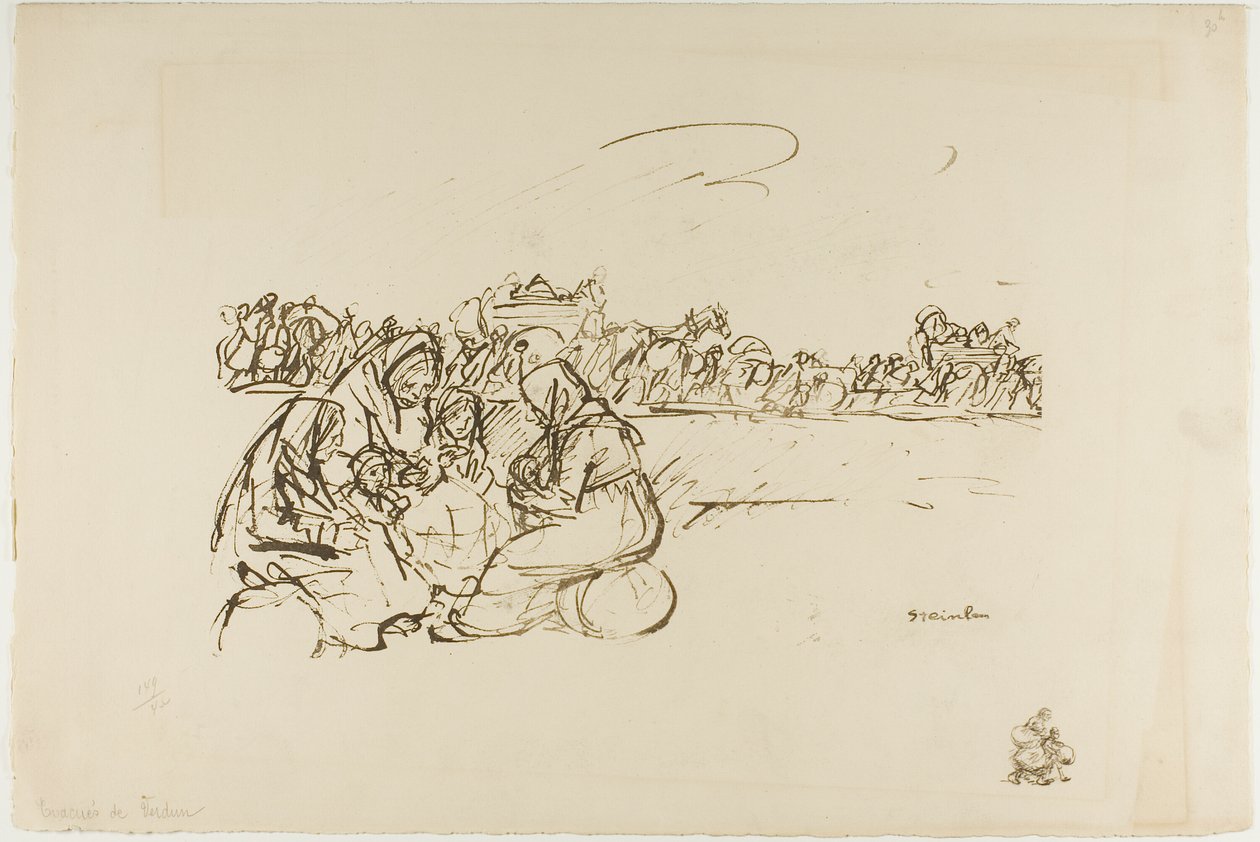 Evakuáltak Verdunból, harmincadik tábla az Actualitésből alkotó: Théophile Alexandre Pierre Steinlen
