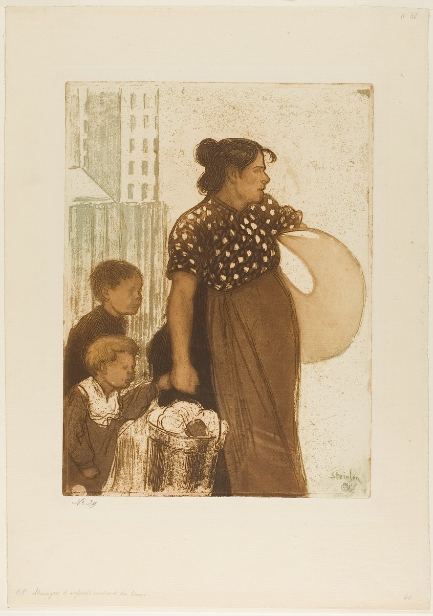A mosodából hazatérő háziasszony és gyermekei alkotó: Théophile Alexandre Pierre Steinlen