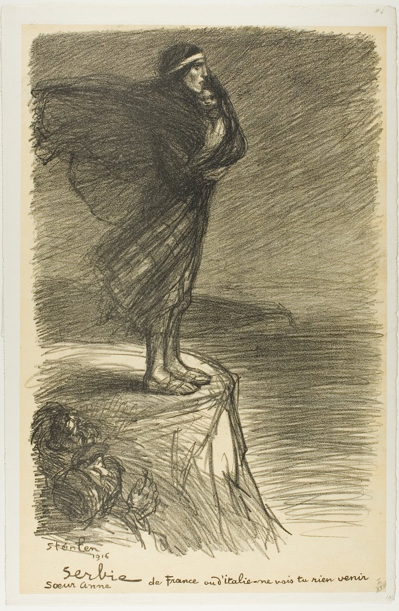 Szerbia: Anna nővér, húszas tányér az Actualitésből alkotó: Théophile Alexandre Pierre Steinlen