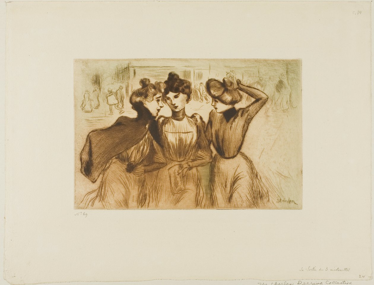 Három dolgozó lány ebédelni alkotó: Théophile Alexandre Pierre Steinlen