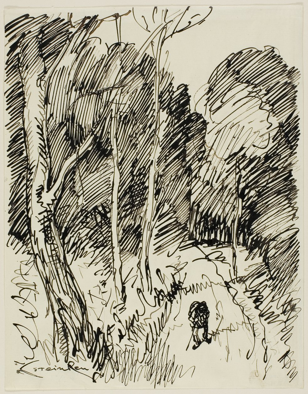 Erdős táj Vagabonddal alkotó: Théophile Alexandre Pierre Steinlen