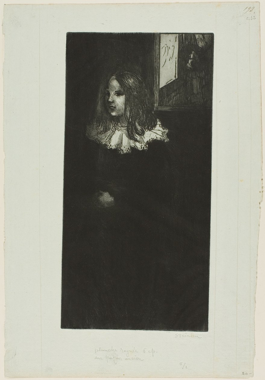 Fiatal lány fehér gallérral alkotó: Théophile Alexandre Pierre Steinlen