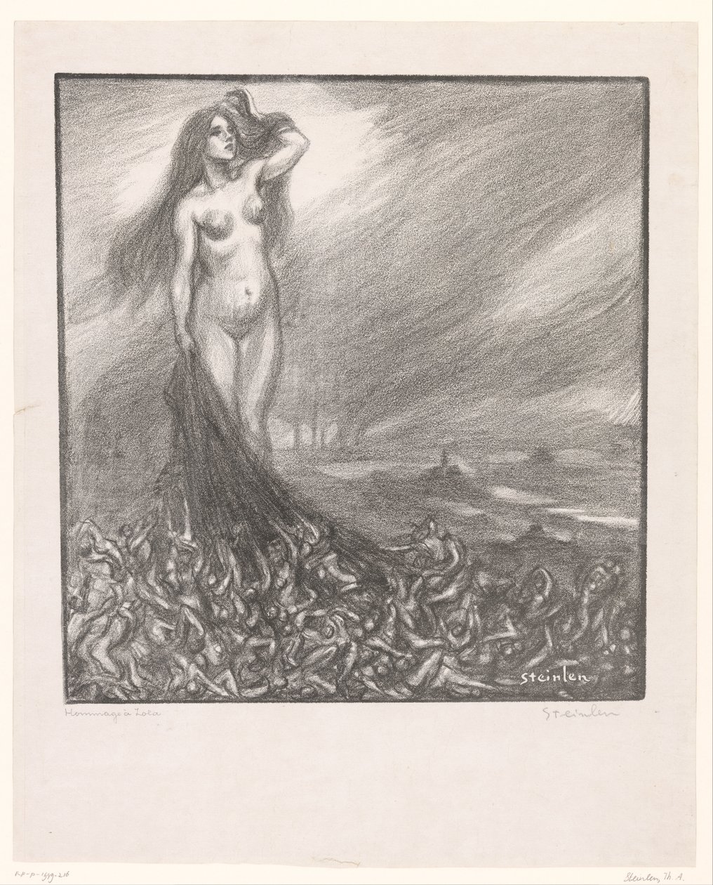 Tisztelet Zolinak Hommage à Zola (cím a tárgyon) alkotó: Théophile Alexandre Steinlen (signed by artist)