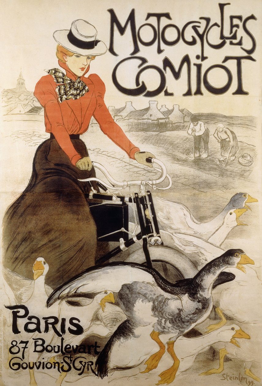 A "Motorcycles Comiot" reklámplakátja, 1899 alkotó: Théophile Alexandre Steinlen
