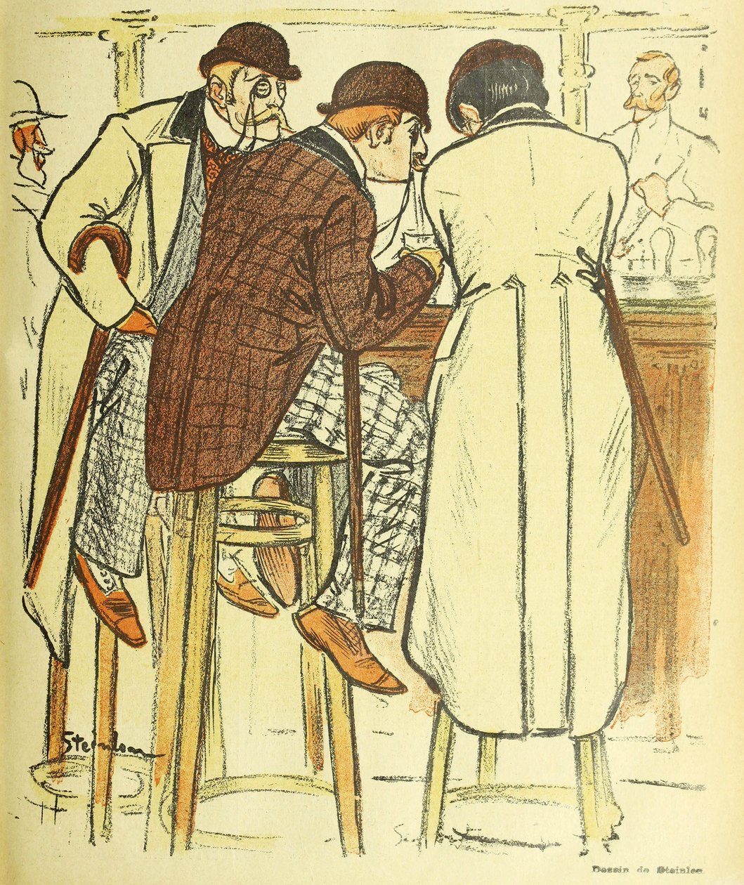 A bárban, a Gil Blas Illustre kocsmából. 1899 színes litográfia, 1899. alkotó: Théophile Alexandre Steinlen