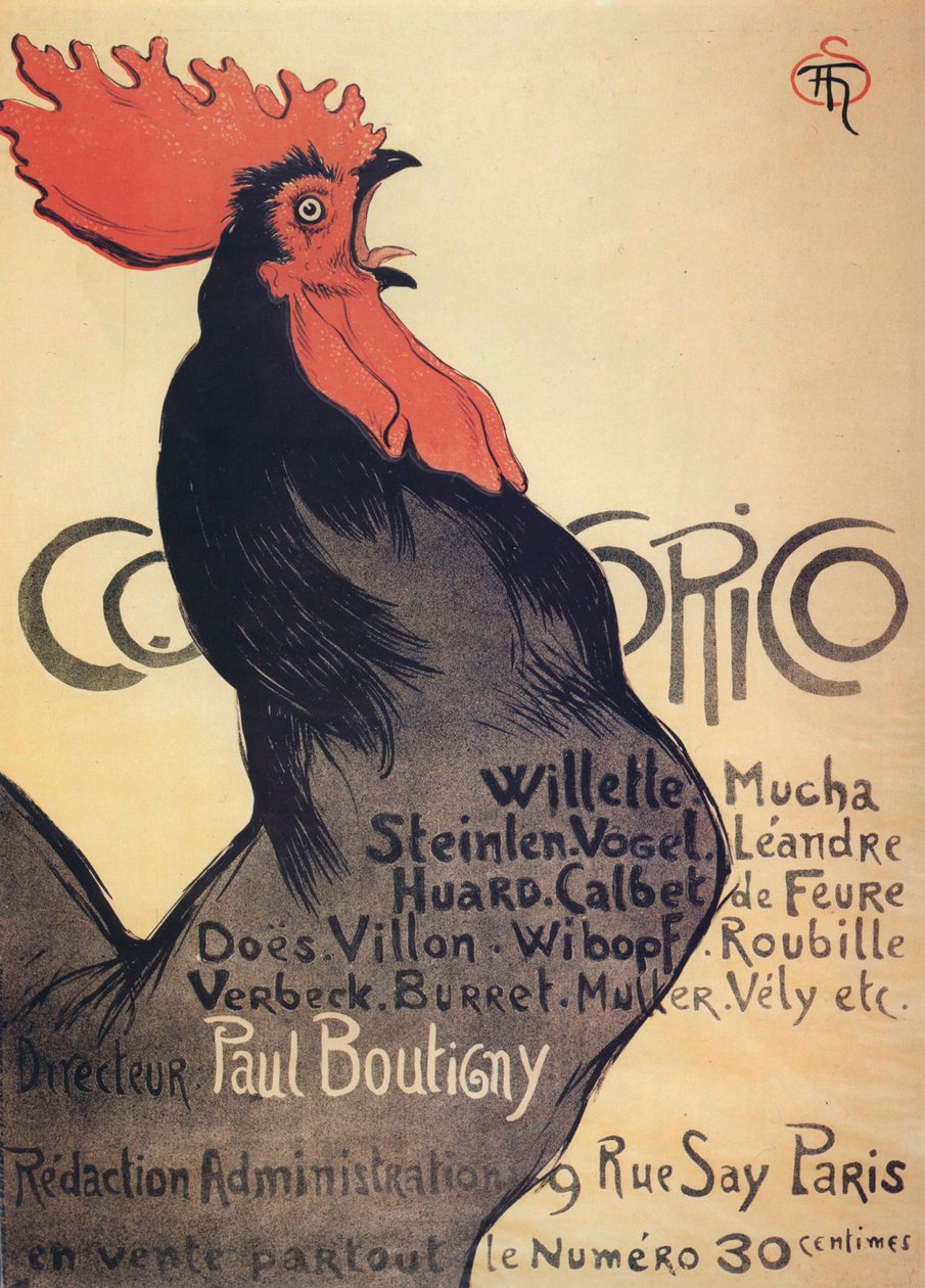 Cocorico, plakát, 1899. alkotó: Théophile Alexandre Steinlen