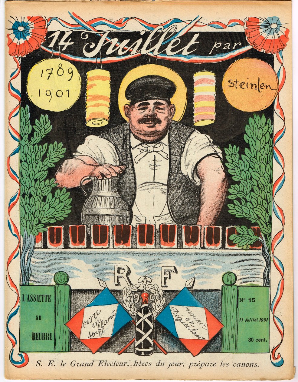 „A vajtányér” borítója, színekben szatirikus alkotó: Théophile Alexandre Steinlen