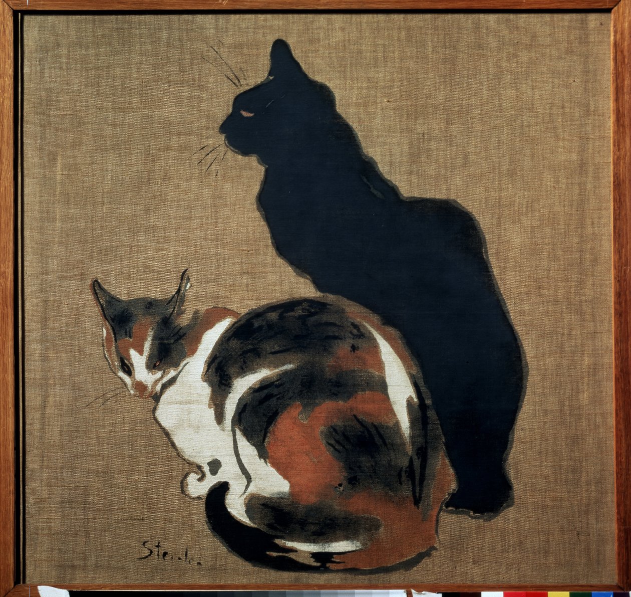 ""Két macska"" (két macska) Egy macska és árnyéka. Theophile Alexandre Steinlen (1859-1923) festménye, 1894 szecessziós méret 61x64 cm Puskin Múzeum, Moszkva alkotó: Théophile Alexandre Steinlen