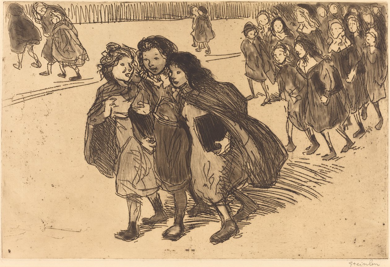 Lányok az iskolából Az iskolából kikerülő lányok, 1911. alkotó: Théophile Alexandre Steinlen