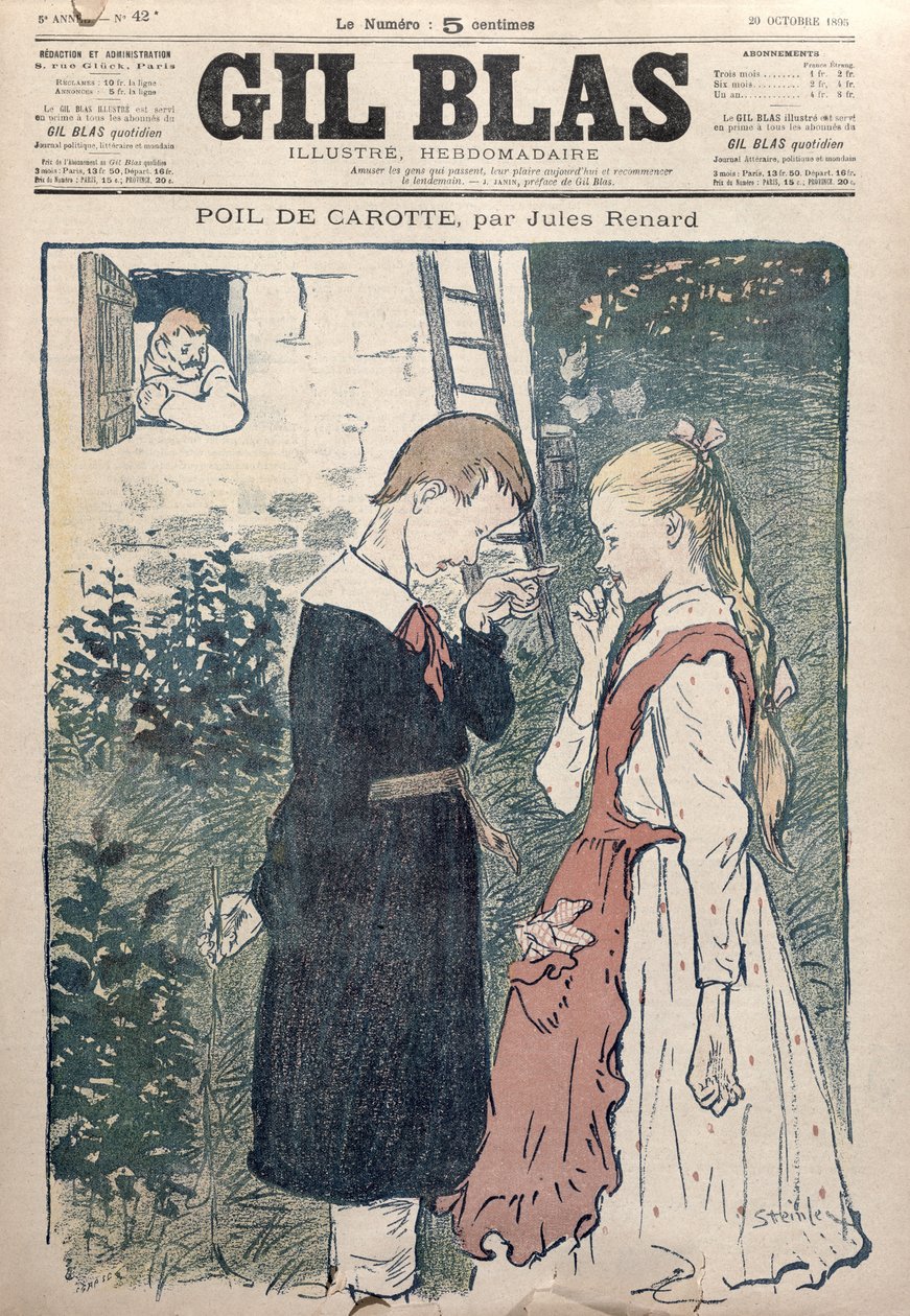 Jules Renard (1864-1910) "Poil de Carotte" című művének illusztrációja a "Gil Blas" 1895. október 20-i számában. alkotó: Théophile Alexandre Steinlen