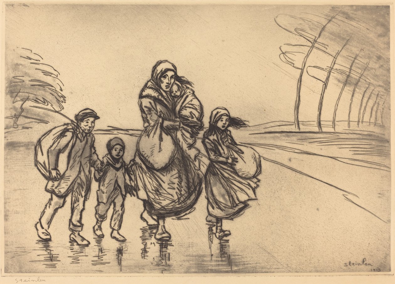 Esőben: Anya és gyerekek alkotó: Théophile Alexandre Steinlen