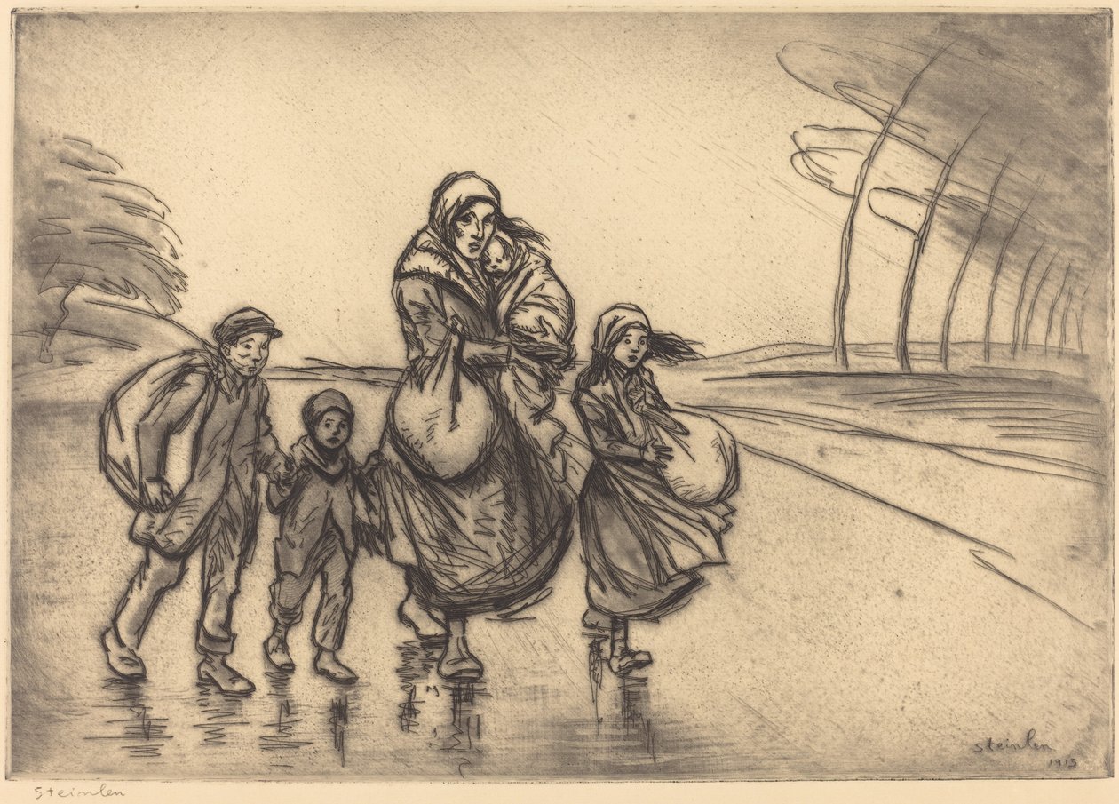 Esőben: Anya és gyerekek alkotó: Théophile Alexandre Steinlen