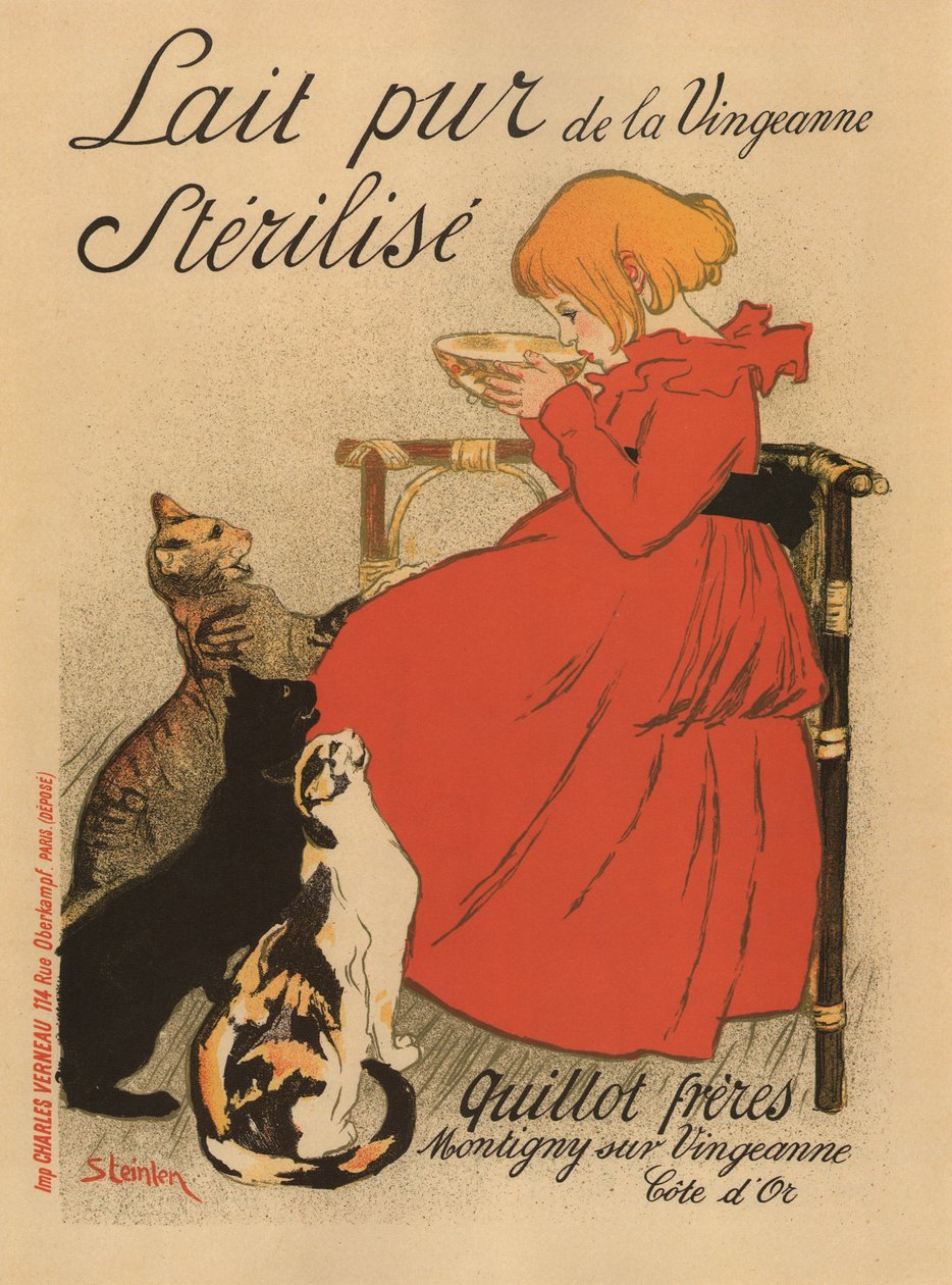 Tiszta sterilizált tej a Vingeanne-poszterről, 1890-es évek alkotó: Théophile Alexandre Steinlen