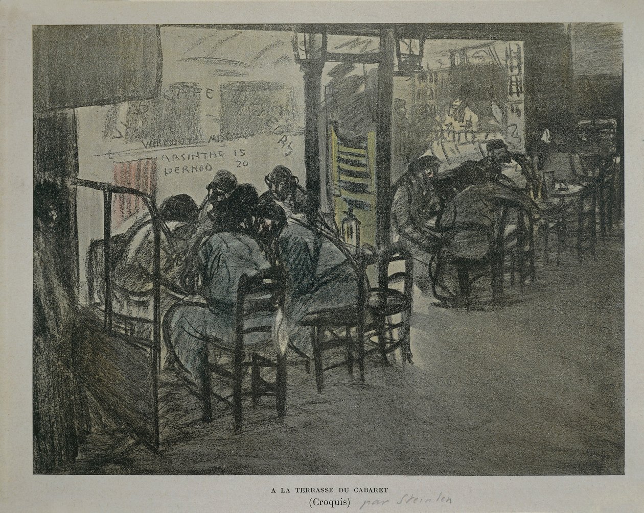 Párizs a kávézó teraszán, Theophile Alexandre Steinlen, vázlat alkotó: Théophile Alexandre Steinlen