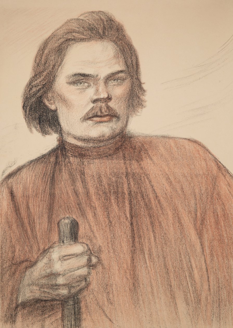 Maxim Gorkij szerző portréja 1868-1939, 1905. alkotó: Théophile Alexandre Steinlen