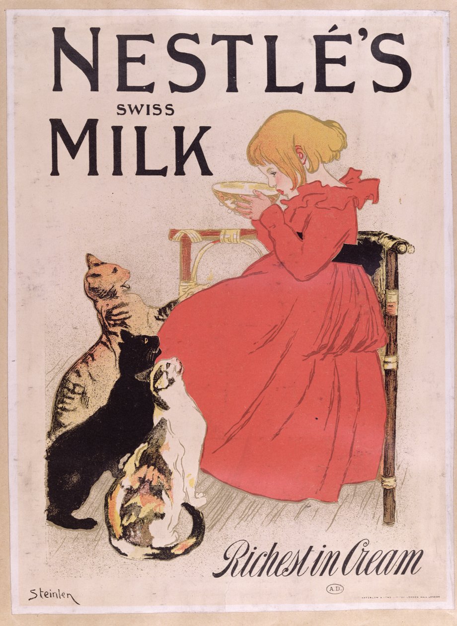 Plakát Reklám Nestle Swiss Milk, 19. század vége (színes metszet) alkotó: Théophile Alexandre Steinlen