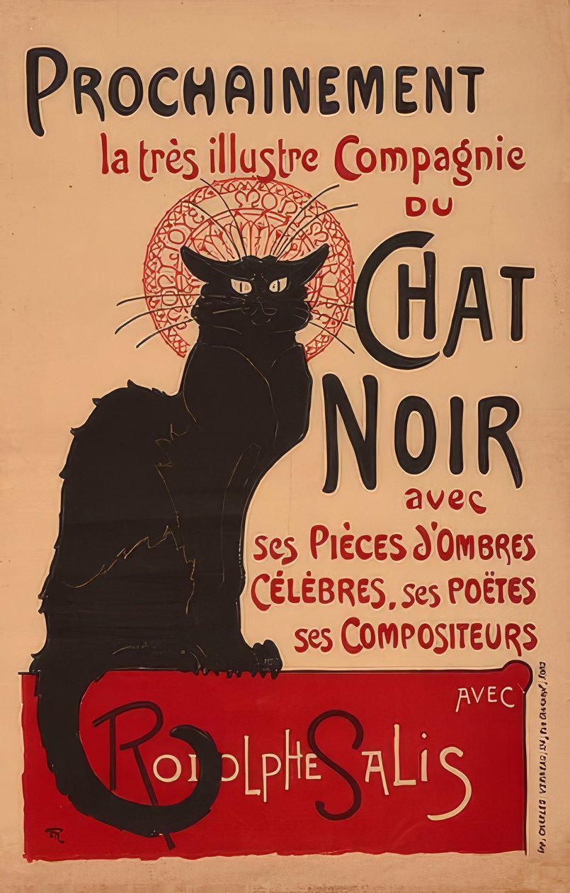 Hamarosan a nagyon illusztris Compagnie du Chat Noir Rodolphe Salis-szal (2. Fassung). Franciaország, 1896, Imp. Charles Verneau, Párizs alkotó: Théophile Alexandre Steinlen