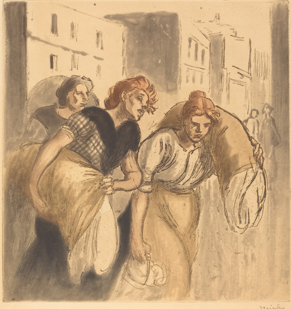 Visszatérés a Mosóházból, 1912. alkotó: Théophile Alexandre Steinlen