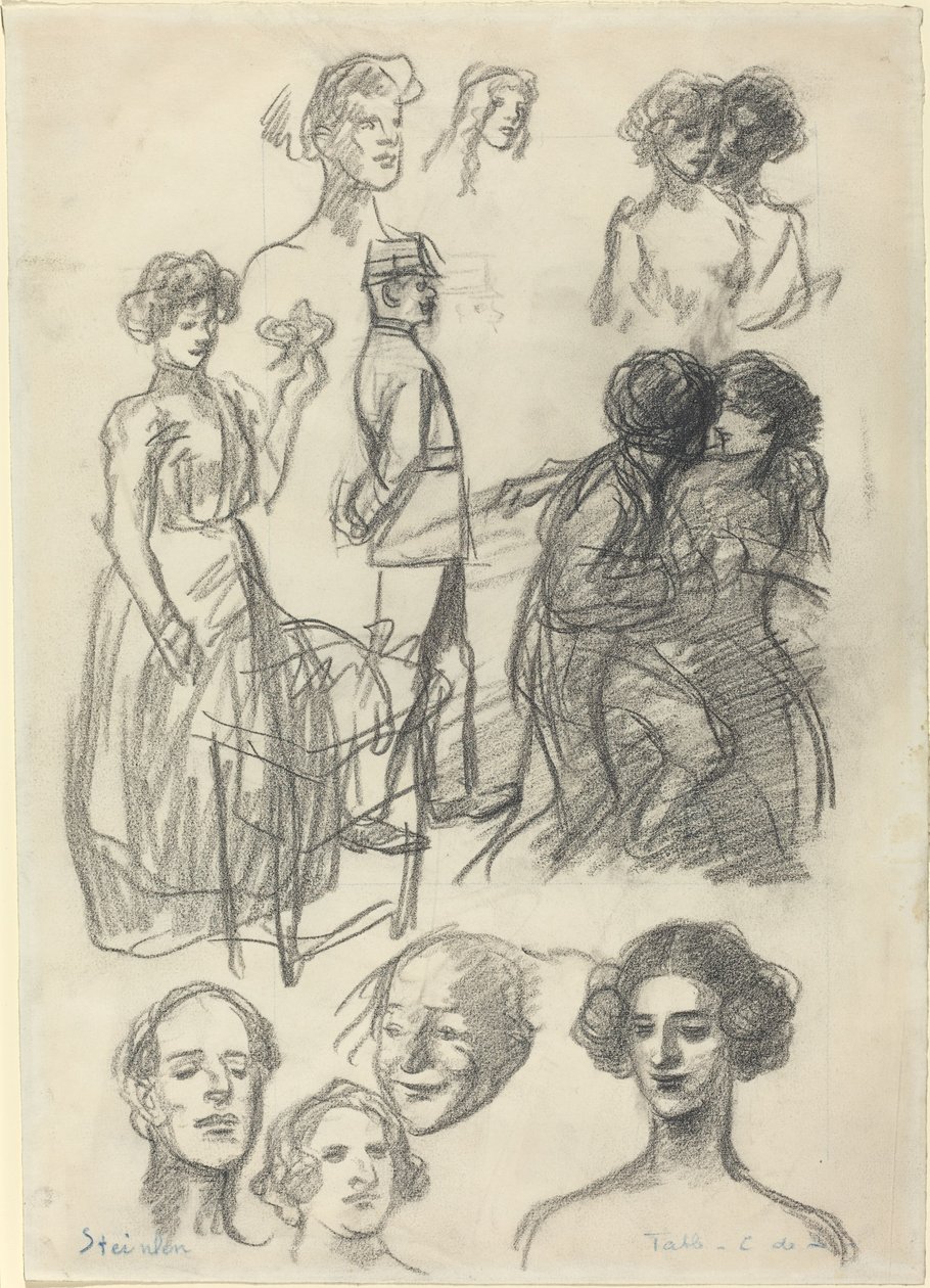Vázlatok a "Szerelmesek a padon" című filmhez alkotó: Théophile Alexandre Steinlen