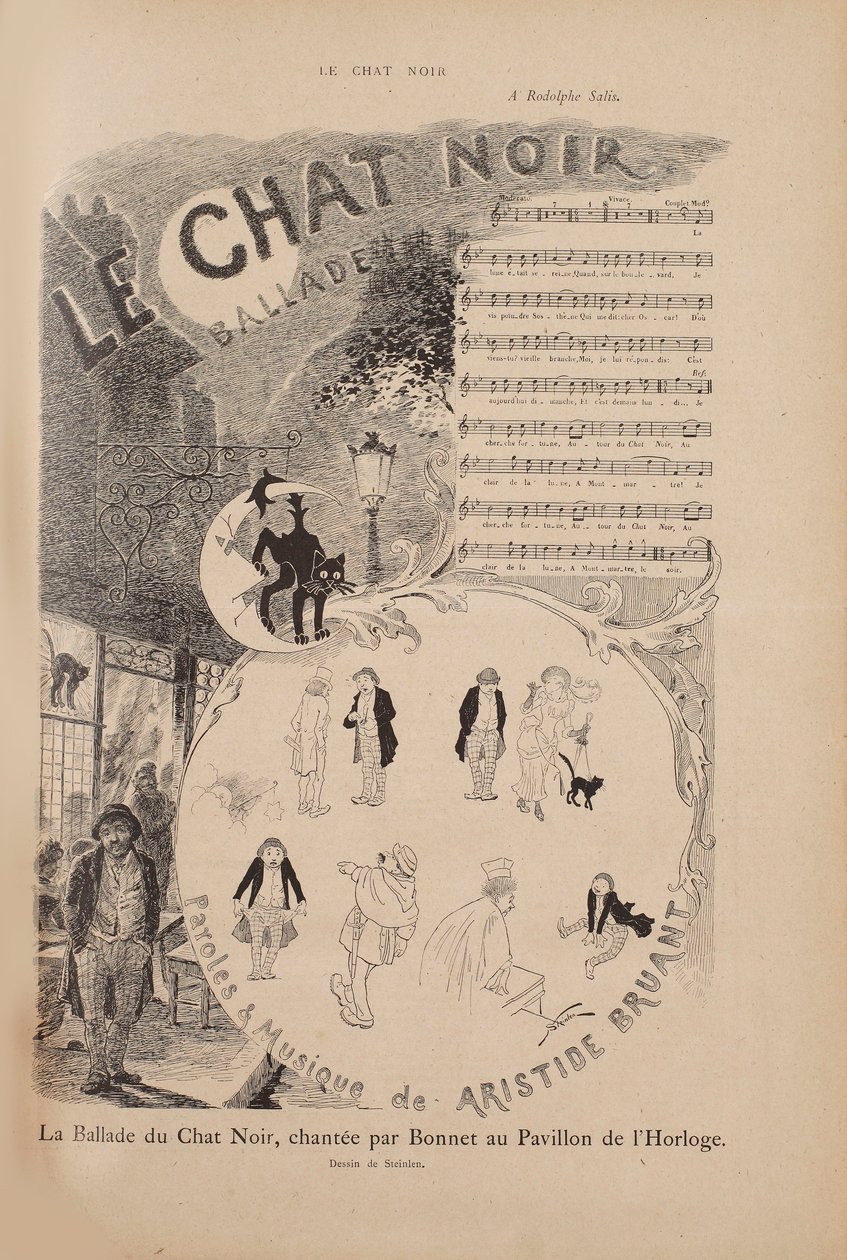 A Le Chat Noir híres kabaré története, Le Chat Noir magazin, 1884. alkotó: Théophile Alexandre Steinlen