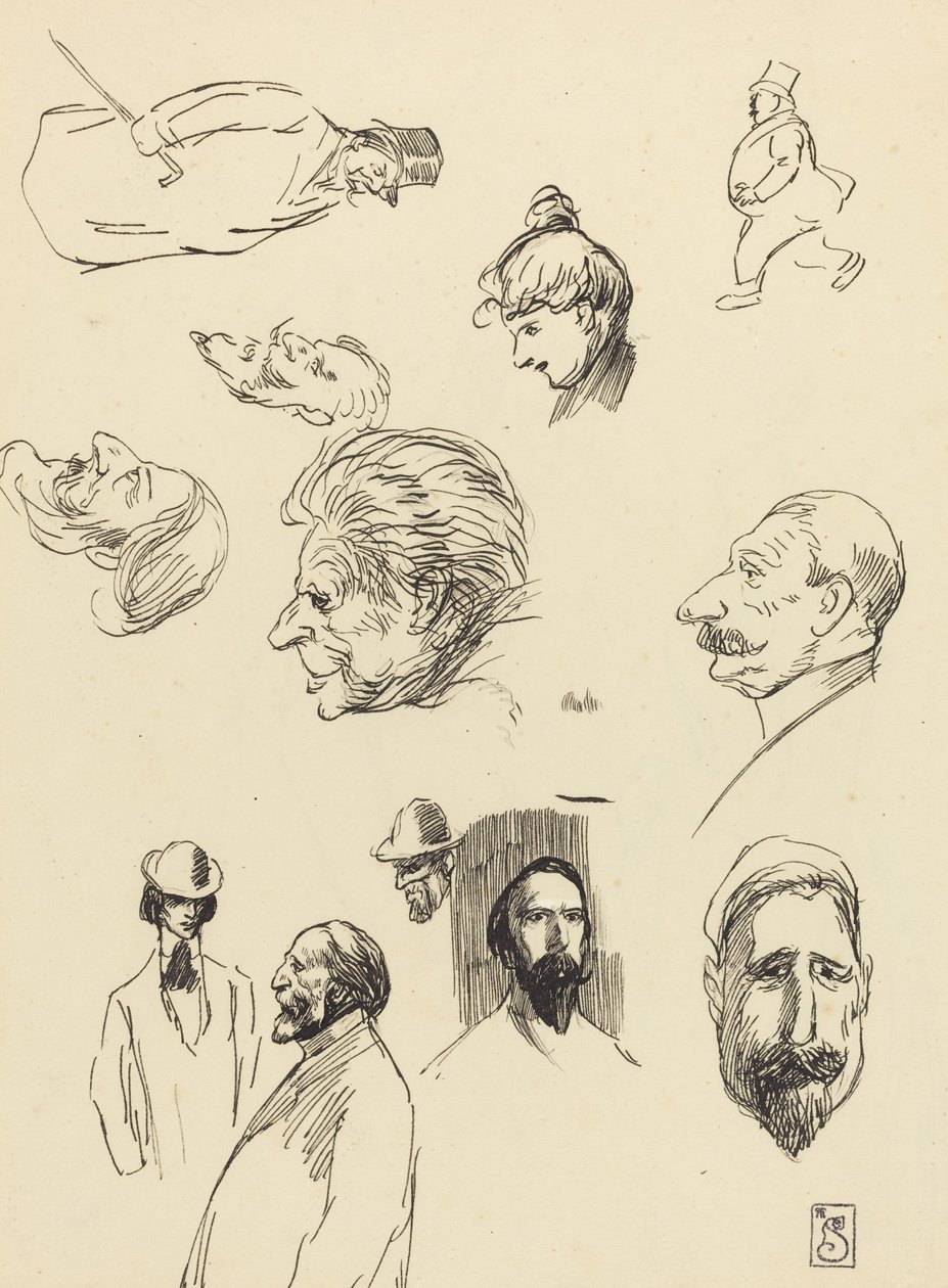 Tanulmányok alakokról és fejekről, 19. század vége-XX. század eleje. alkotó: Théophile Alexandre Steinlen