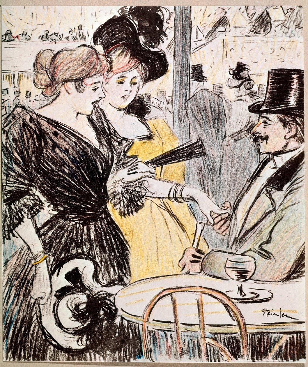 A kávézói koncert. (Rajz, 19. század vége) alkotó: Théophile Alexandre Steinlen