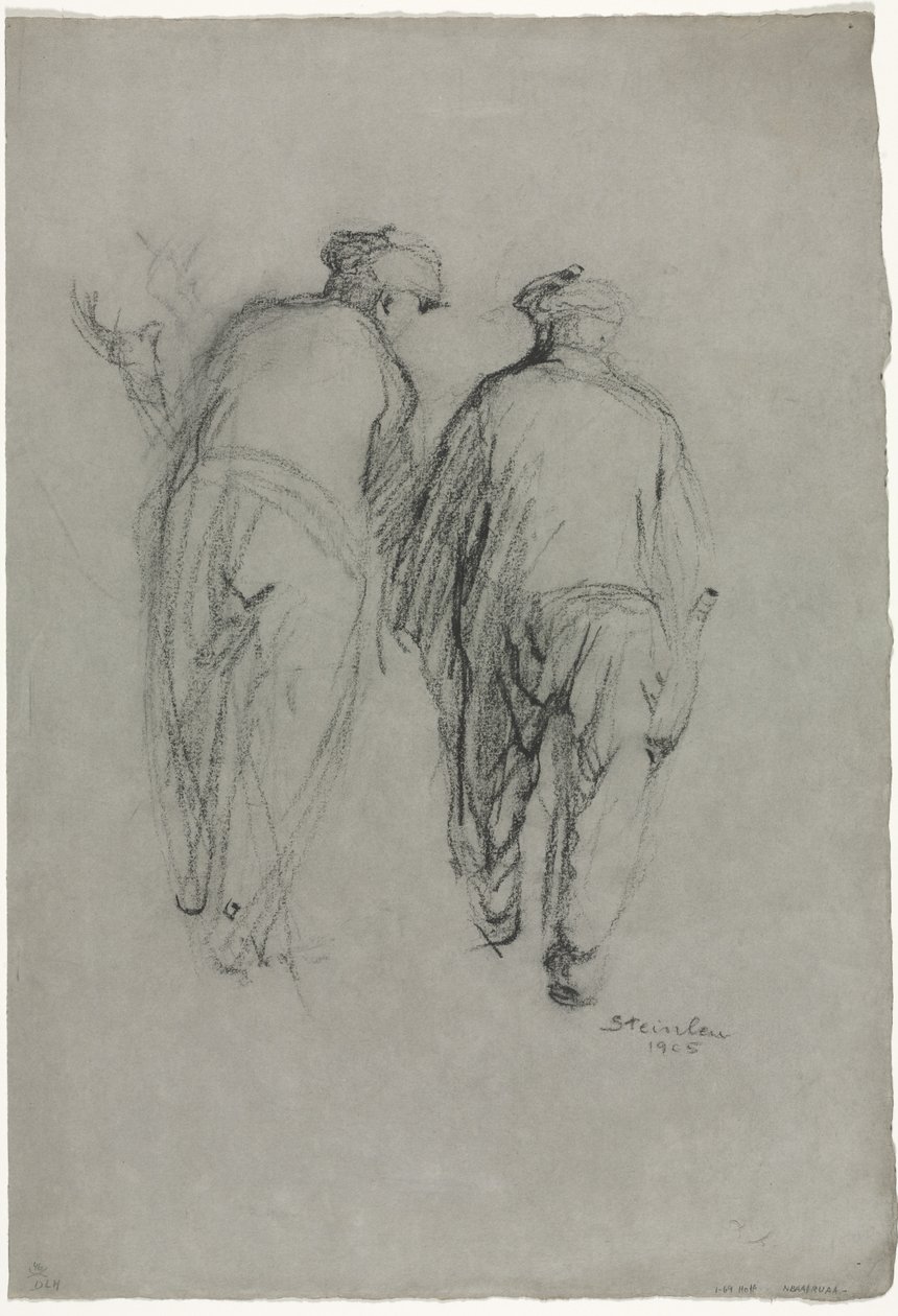 Két férfi dolgozik, hátsó nézet alkotó: Théophile Alexandre Steinlen
