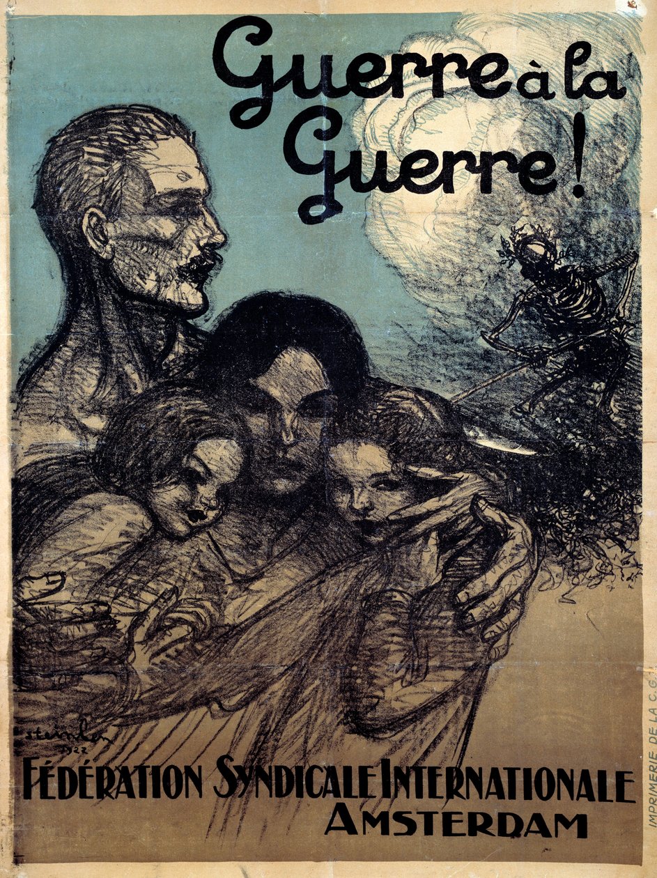 Háborúról háborúra. Theophile Alexandre Steinlen (1859-1923) plakátja a Nemzetközi Szakszervezeti Szövetségről alkotó: Théophile Alexandre Steinlen