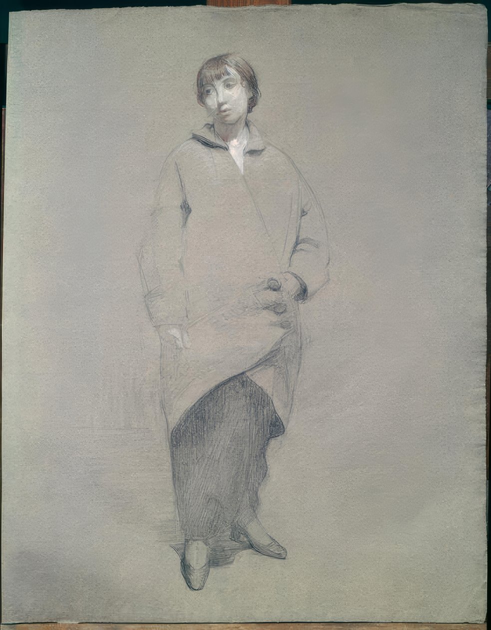 Fiatal nő kabátban alkotó: Théophile Alexandre Steinlen