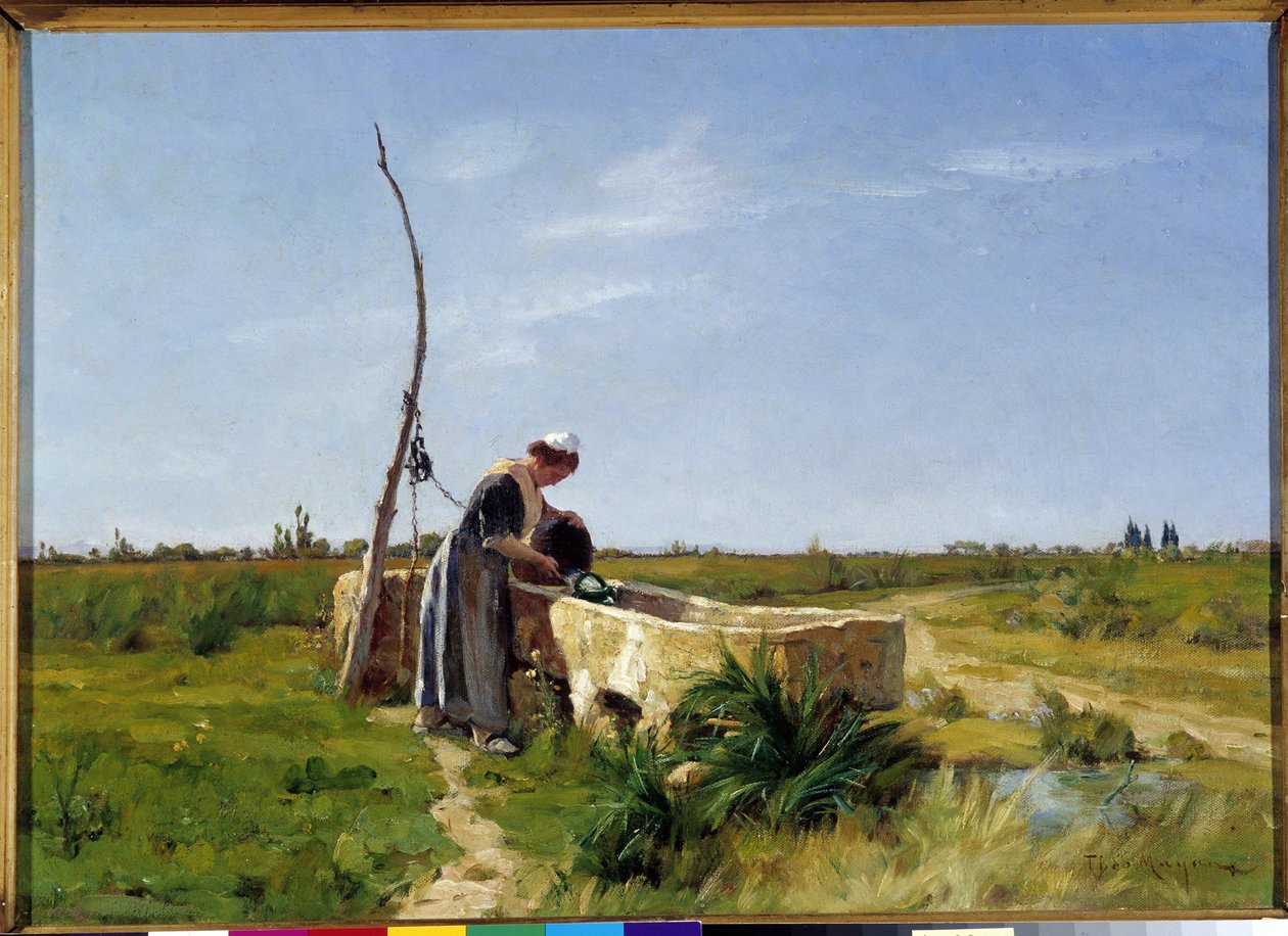 Theophile Mayan (1860-1937) A paraszt és a kút festménye Dim. 46x56 cm. Kötelező említés: Collection fondation regards de Provence Marseille DR alkotó: Théophile Henri Mayan