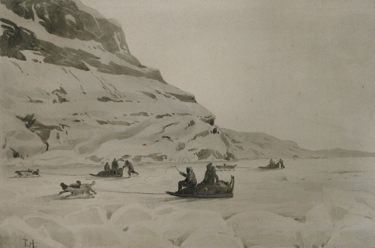 Eszkimók (akvarell papíron) alkotó: Thorolf Holmboe