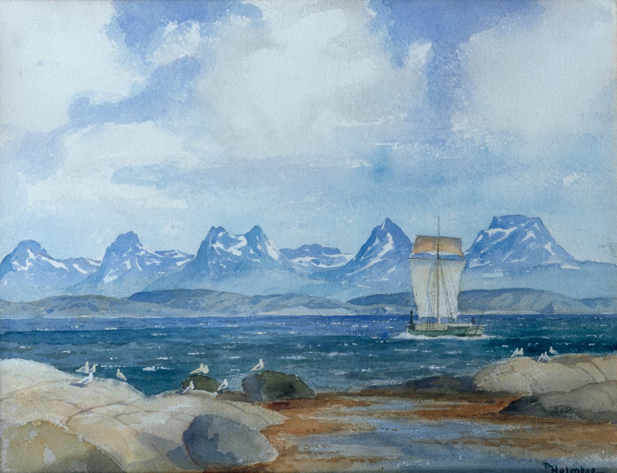 Északi halászhajó a fjordban (fotó) alkotó: Thorolf Holmboe
