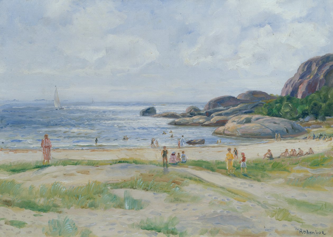 Fürdő emberek (olaj, vászon) alkotó: Thorolf Holmboe