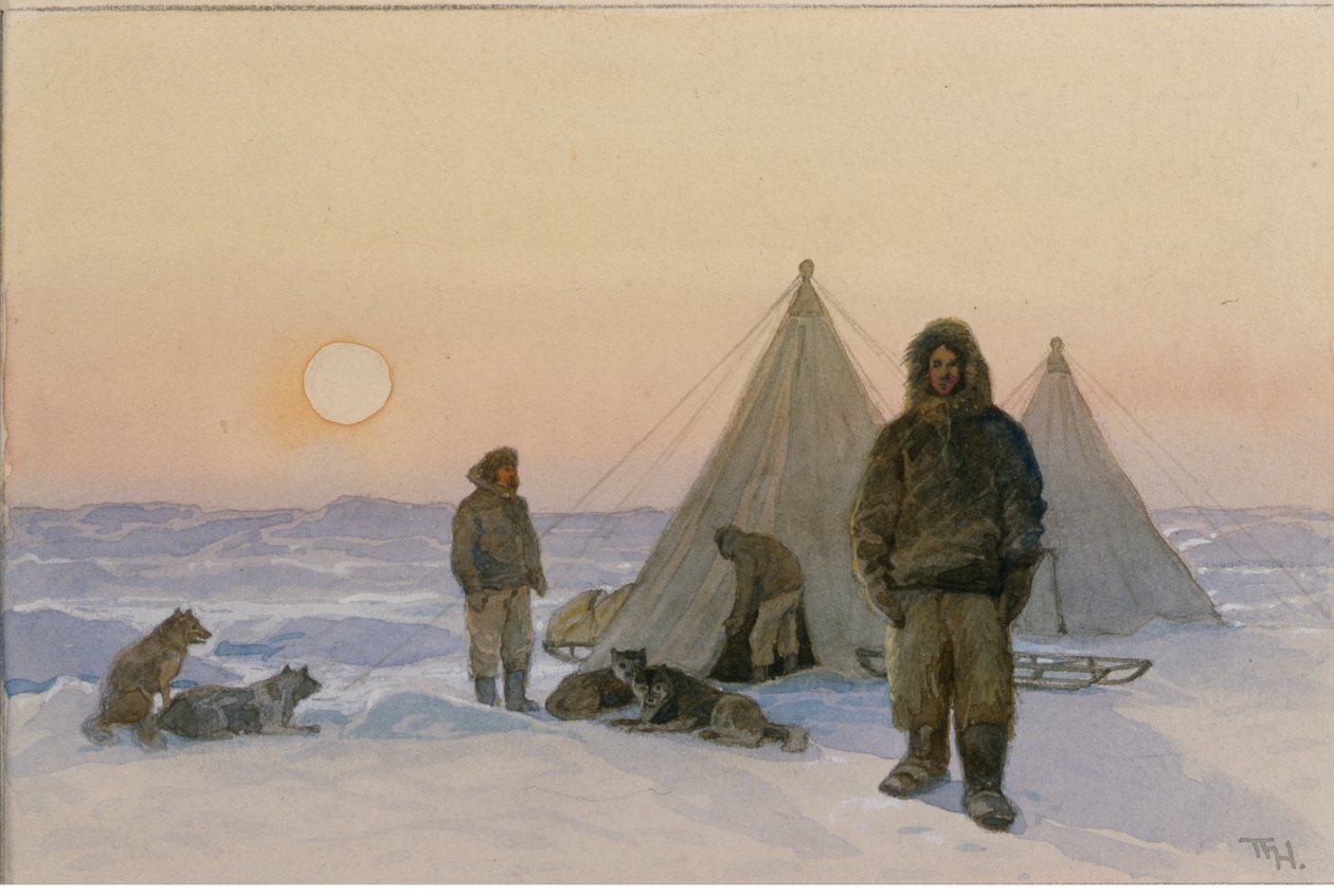 Sarki felfedezők (akvarell papíron) alkotó: Thorolf Holmboe