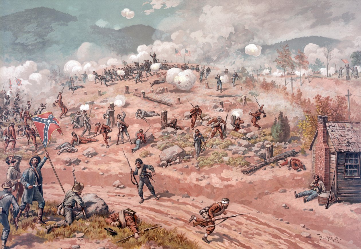 Allatoona Pass-i csata, pub. L Prang & Co., 1886 alkotó: Thure de Thulstrup