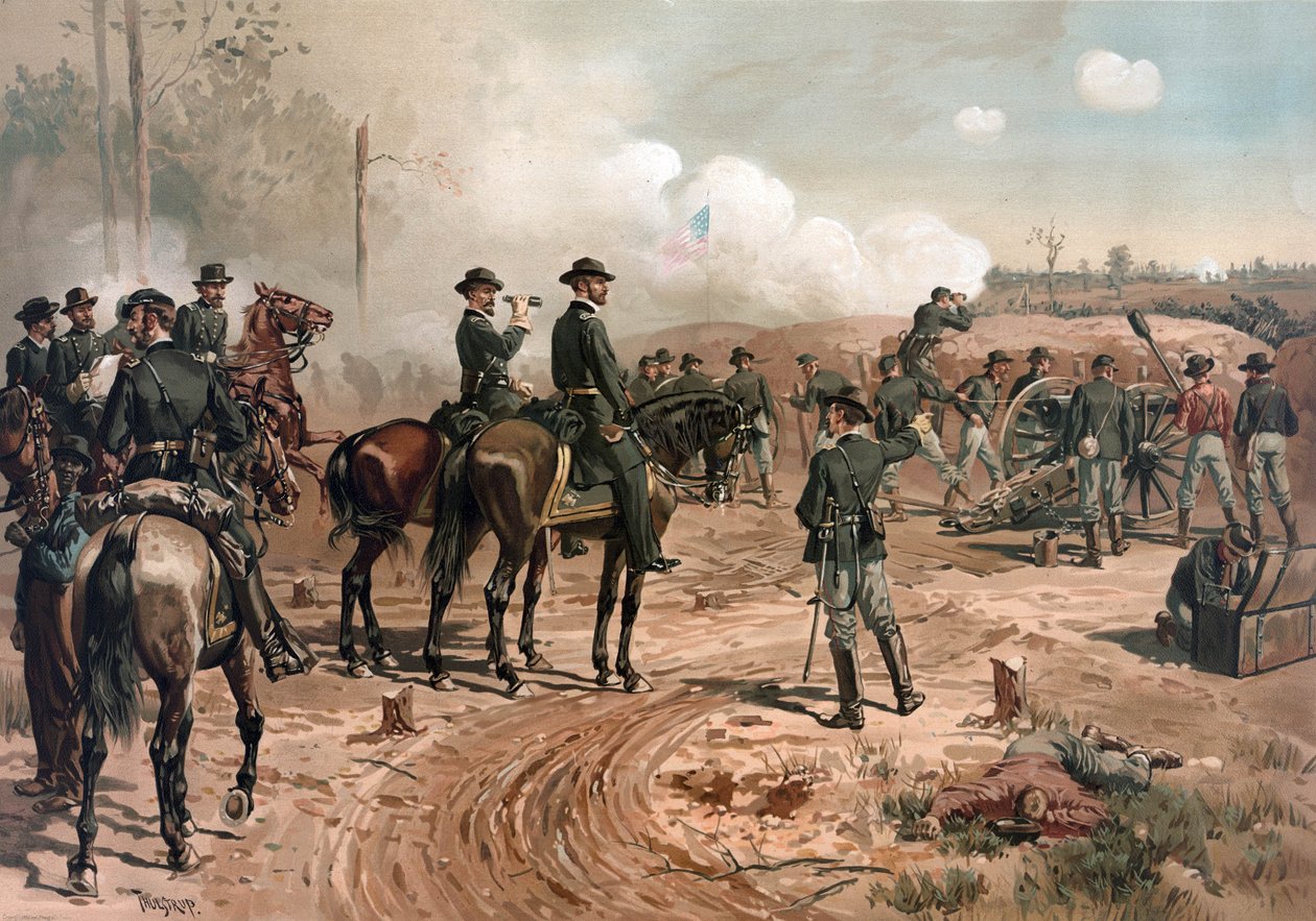 Amerikai polgárháború: Sherman tábornok Atlanta ostroma alatt 1864-ben (litográfia) alkotó: Thure de Thulstrup