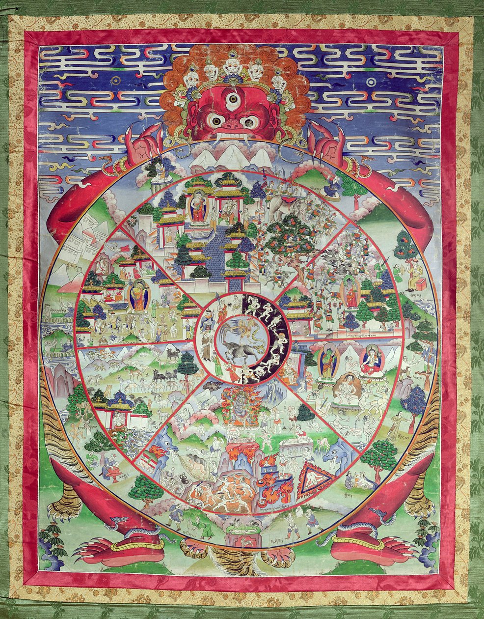 Dharmacsakra, a transzmigrációs létezés kereke (papír) alkotó: Tibetan School