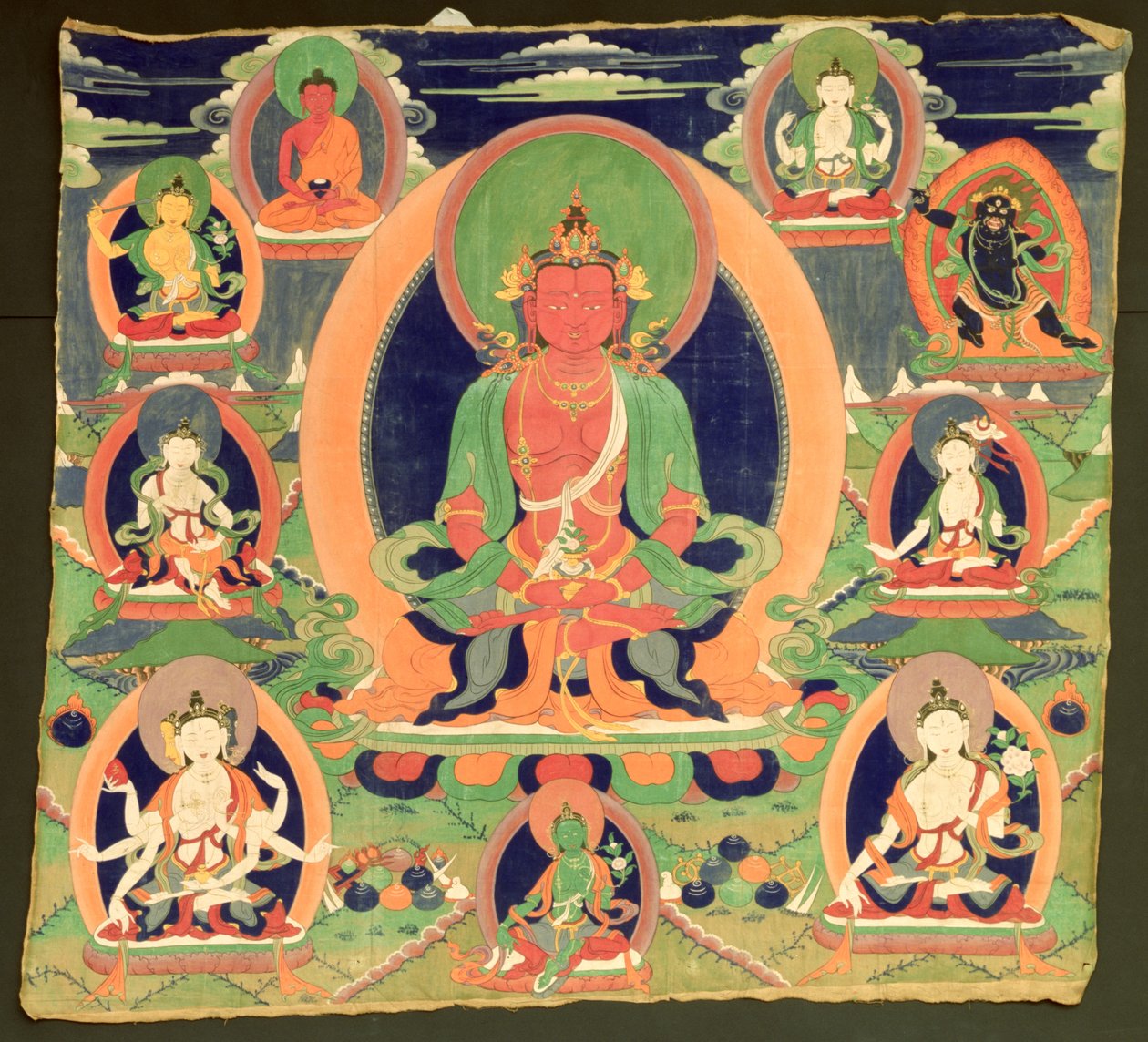 Thangka festmény, amely Amitayust mutatja alkotó: Tibetan School