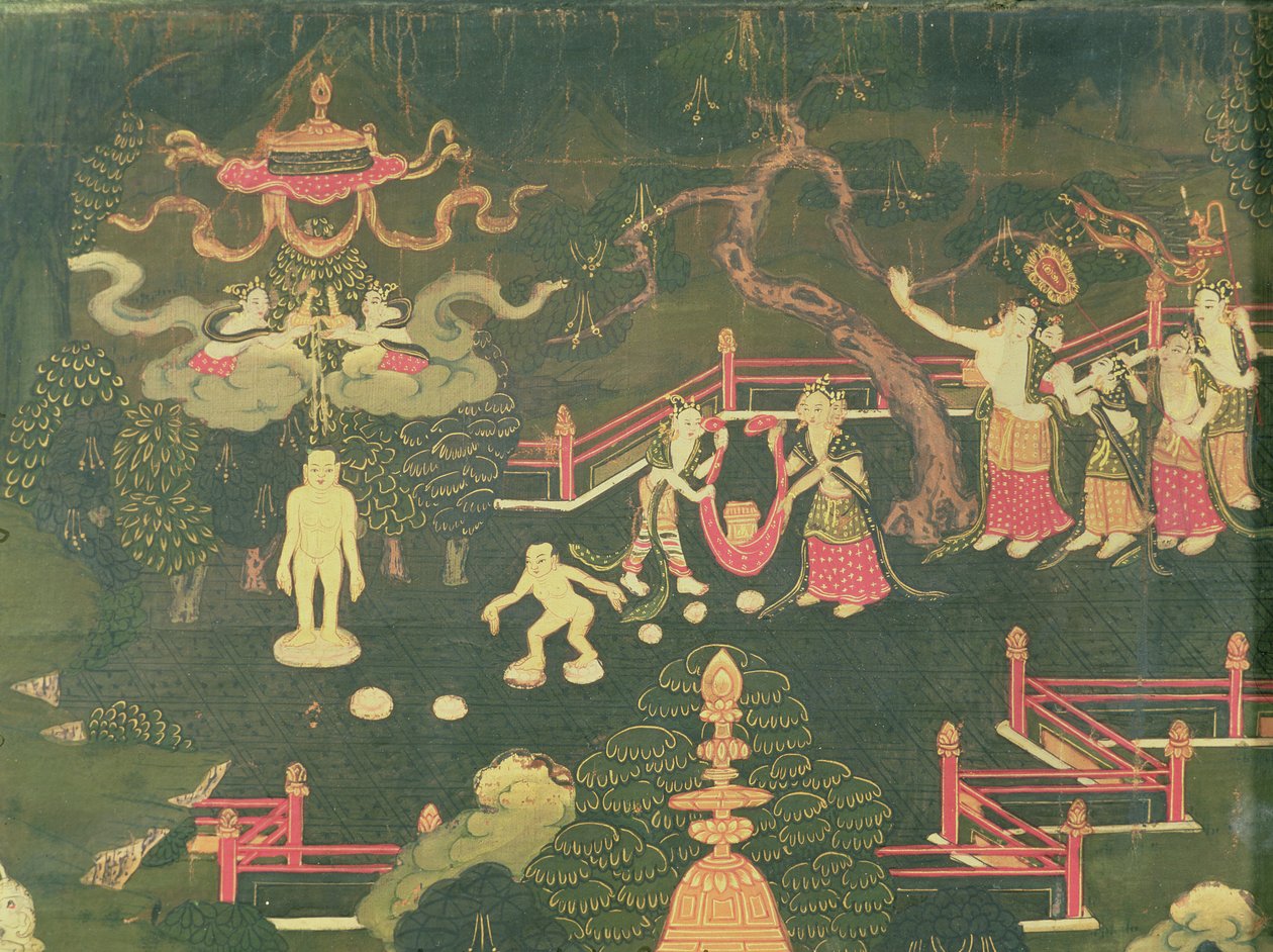 Sákjamuni Buddha élete, részlet gyermekkorából alkotó: Tibetan School