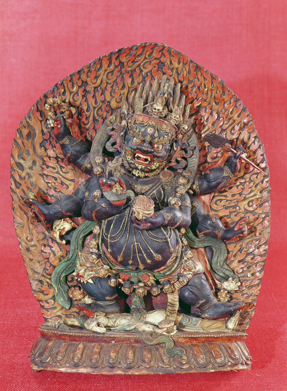 Mahakala figura (ébenfa, emberi csonthamu és agyag) alkotó: Tibetan School