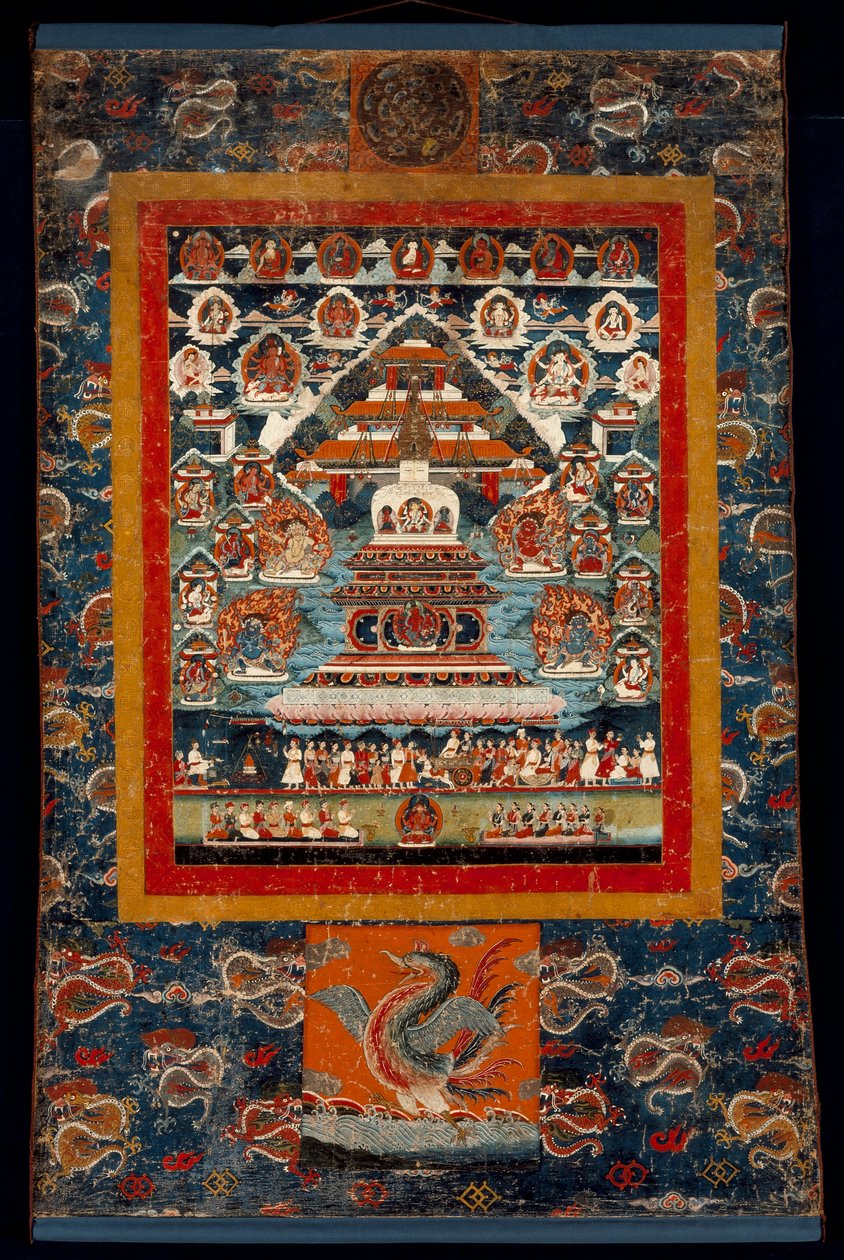 Megemlékezés Thangka a Bhimaratha rítushoz, 1850-75 (Ásványi pigmentek pamutszöveten) alkotó: Tibetan School