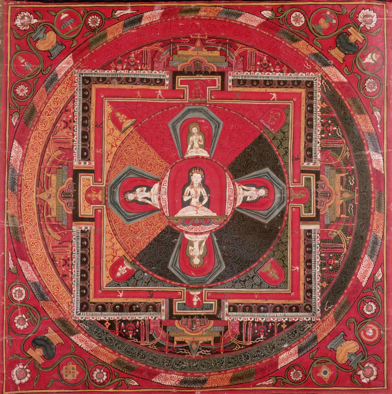 Vadzsrasattva Mandala thangka (guache textilre) alkotó: Tibetan School