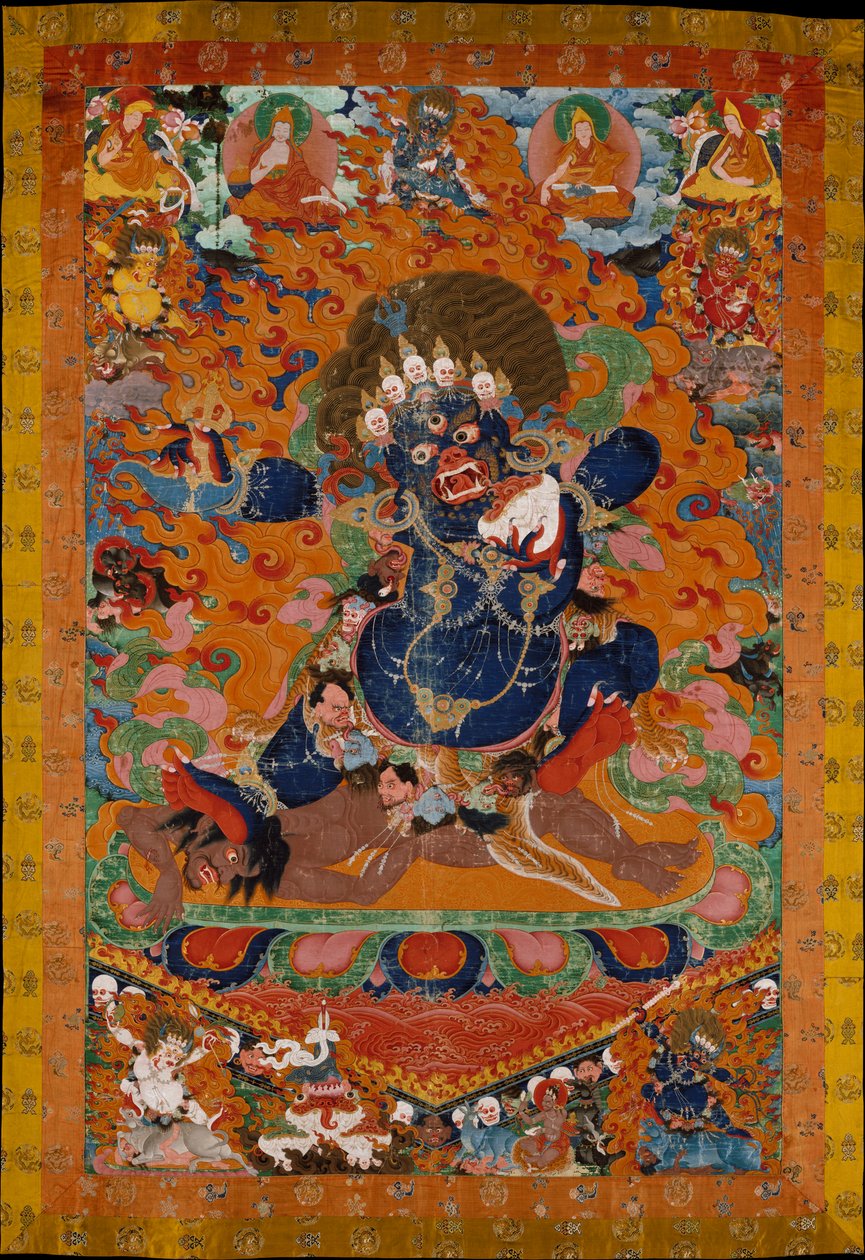 Yamantaka, a halálisten pusztítója, 1700-30 körül alkotó: Tibetan School