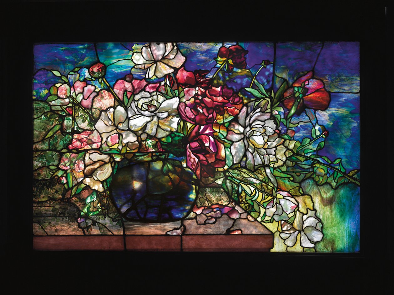 "Peony" ablak a Darius Goff-házból, Pawtucket, Rhode Island, 1893 körül alkotó: Tiffany Studios