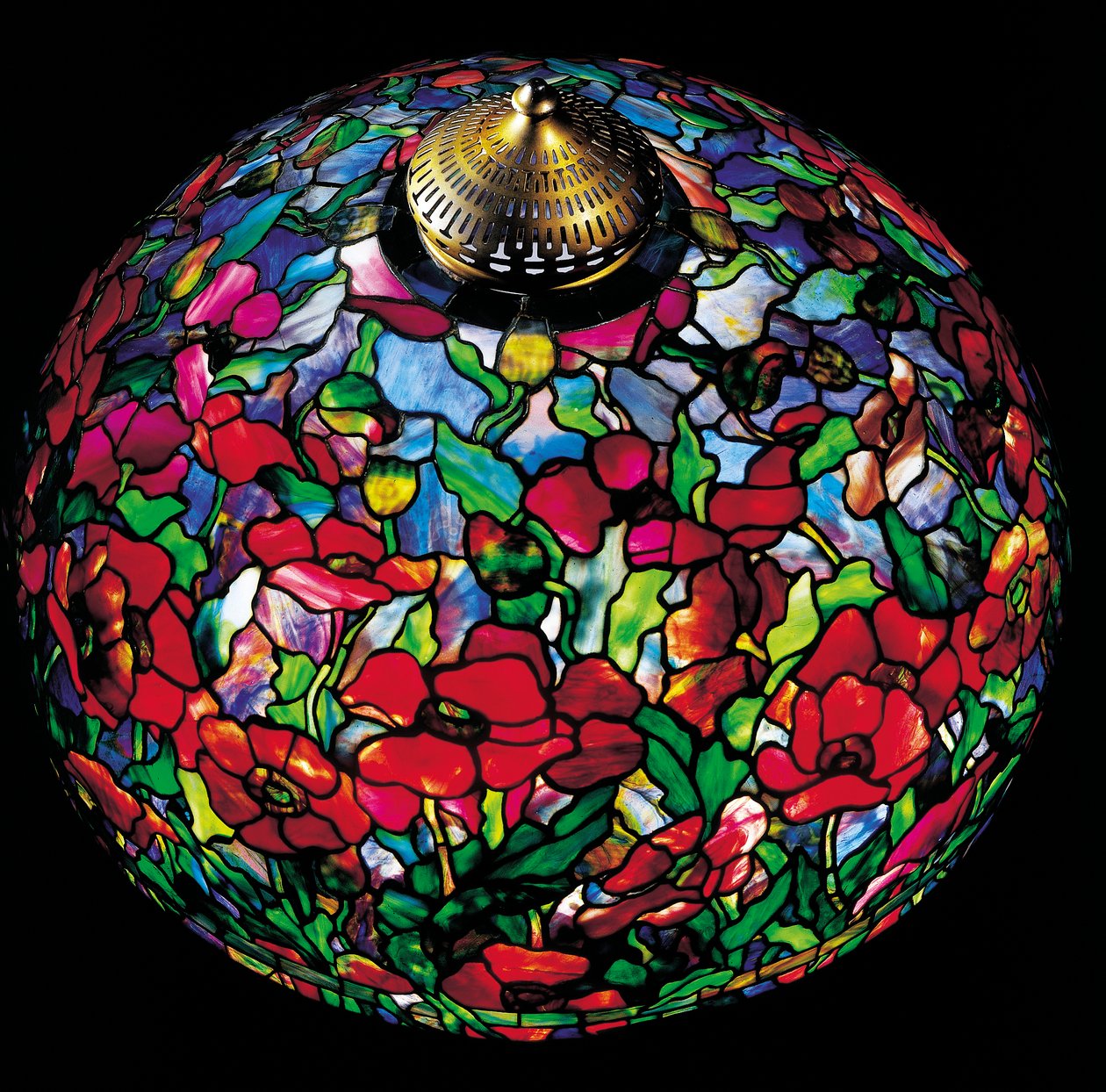 „Poppy” állólámpa, 1910 körül (ólmozott üveg és aranyozott bronz) alkotó: Tiffany and Company