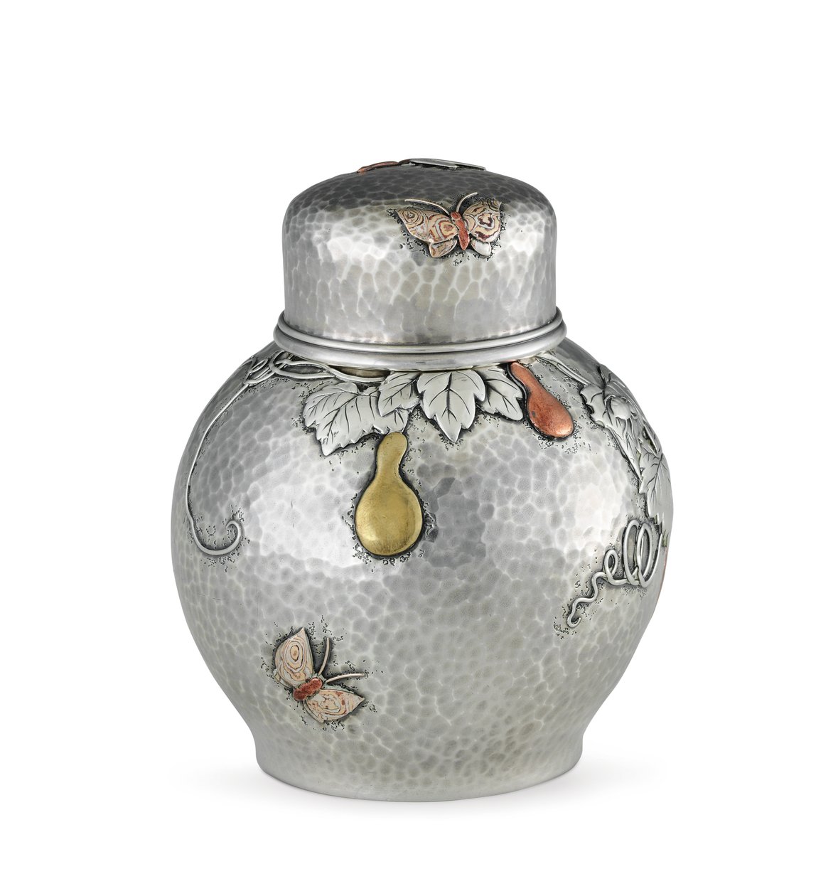 Tea caddy, 1880 körül (ezüst és kevert fém) (lásd még: 703373) alkotó: Tiffany and Company
