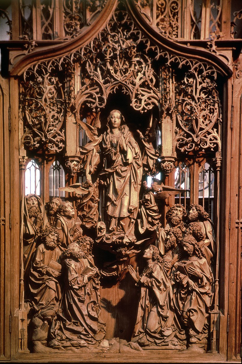 Szűz mennybemenetele, a Marienaltár központi táblája, 1505-10 (hársfa) alkotó: Tilman Riemenschneider