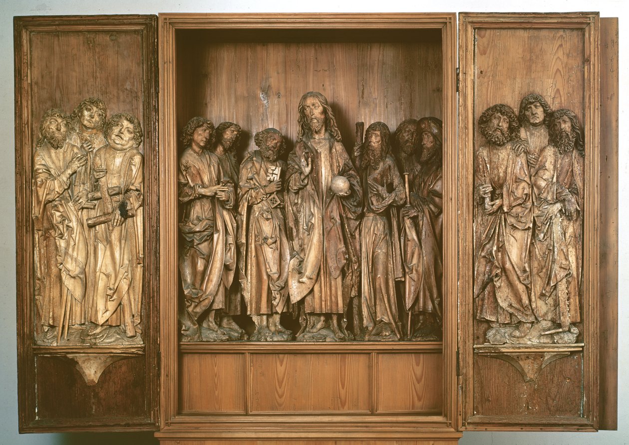 Windsheim Triptichon, amely Krisztust ábrázolja a tizenkét apostollal (fa) alkotó: Tilman Riemenschneider